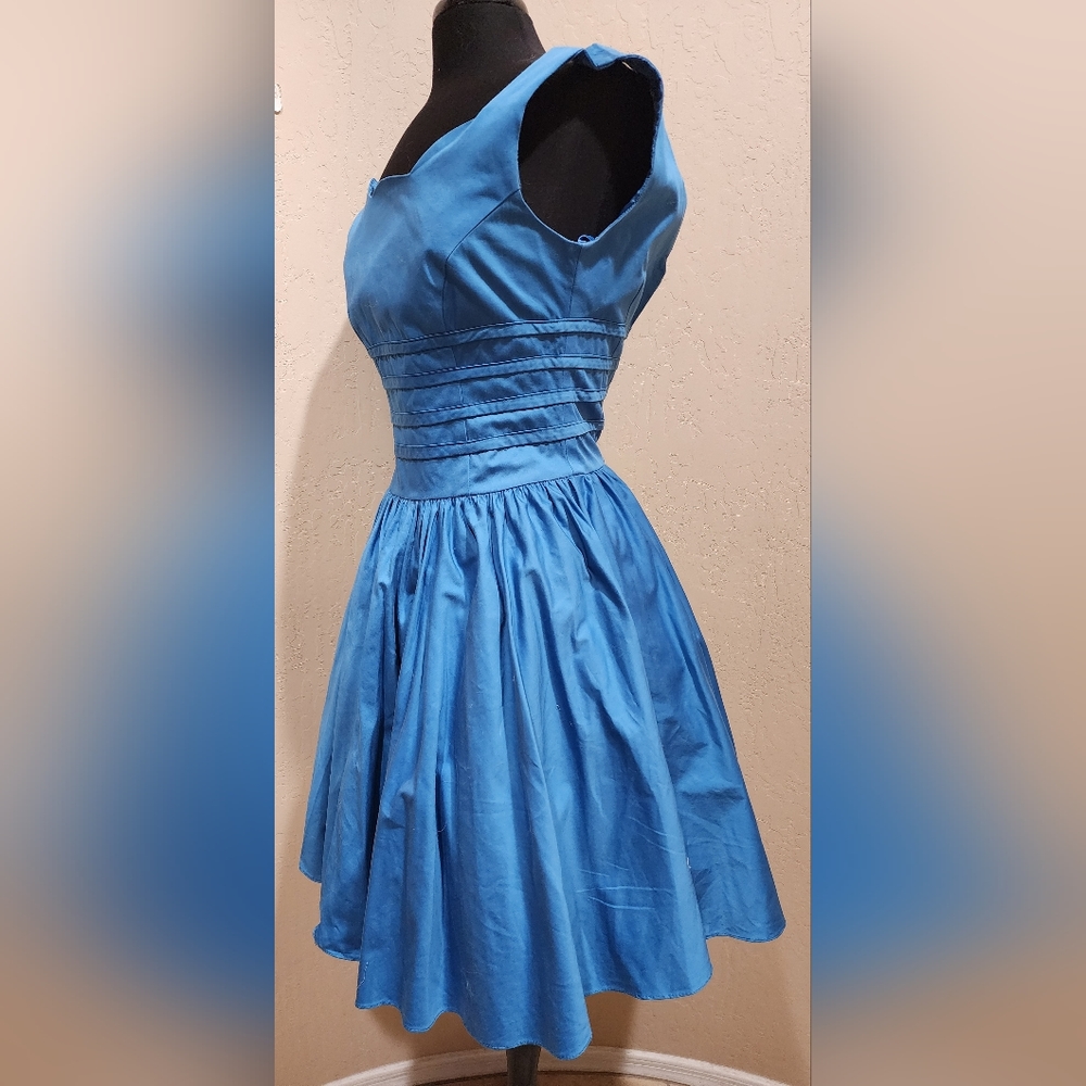 Unique Vintage Blue cotton blend Crinoline dress M - Picture 5 of 9